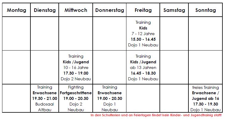 Trainingszeiten